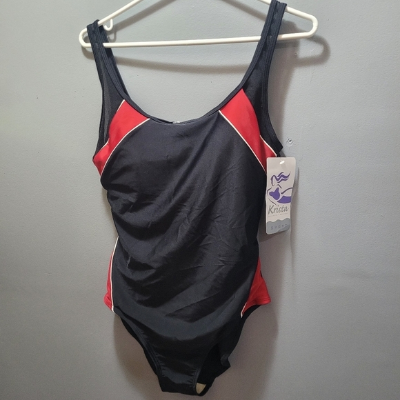 Krista Black with Red Accent Swimsuit - Picture 1 of 5